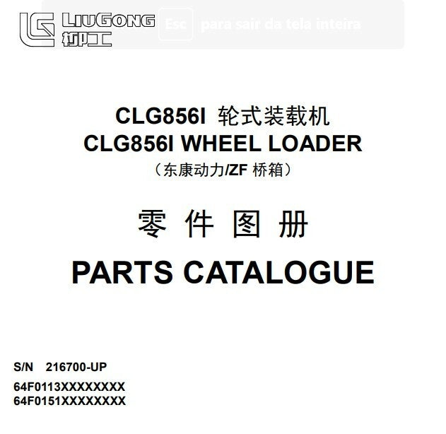 Catálogo De Peças Liugong CLG 856 - Pá Carregadeira