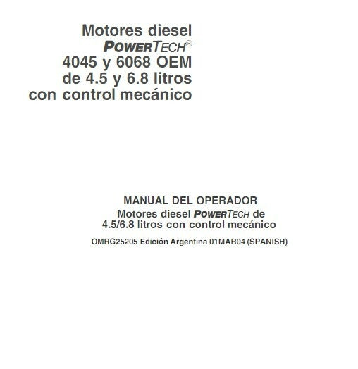 Manual de operação e serviço John Deere 300 3029 4039 4045 6059 6068 ingles
