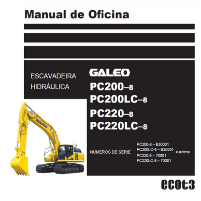 Manual De serviço Oficina Escavadeira komatsu Pc 200 pc 220