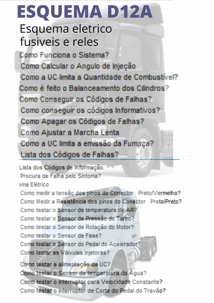 Esquema Elétrico manual de serviço Caminhão Volvo D12a – 1001manuais