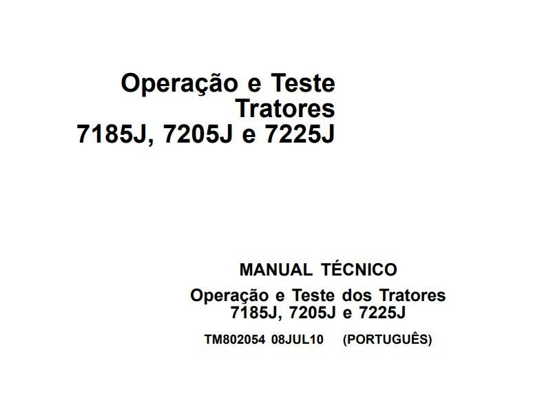 Manual tecnico 77185j 7205j E 7225j Trator john deere