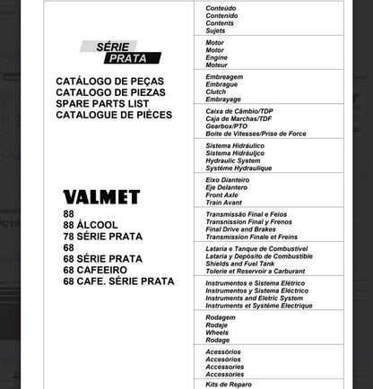 Catalogo pecas valmet 68 - 78 - 88 serie prata