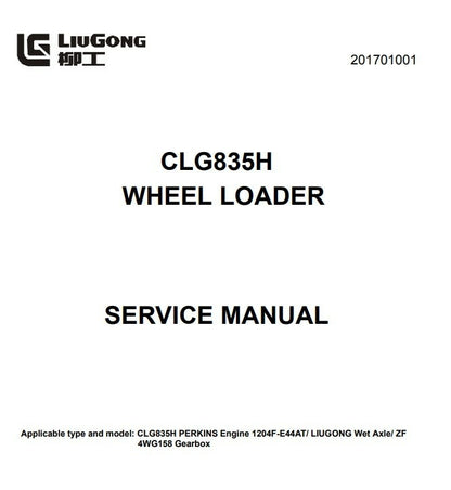 Manual de serviço Liugong CLG835H WHEEL LOADER SERVICE em ingles