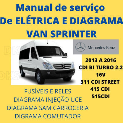 Manual Serviço + Esquema Elétrico Injeção Van Sprinter 2012 CDI 311 415 515