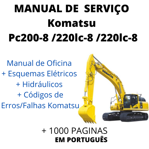 Manual De serviço Oficina Escavadeira komatsu Pc 200 pc 220