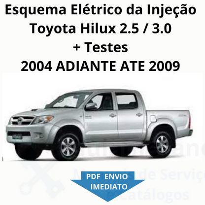 Esquema Elétrico da Injeção Toyota Hilux 2.5 / 3.0 + Testes 2004 ADIANTE ATE 2009