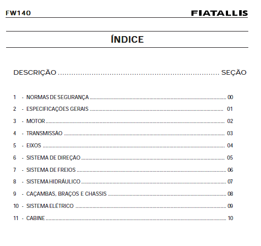 Manual De Serviços fiatalis Fw140 Pá Carregadeira Fw 140