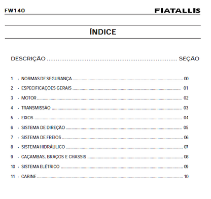 Manual De Serviços fiatalis Fw140 Pá Carregadeira Fw 140