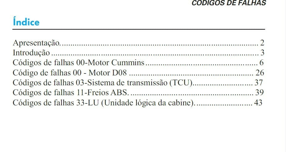 Manual De Códigos De Falhas Vw - Caminhão E Ônibus diagnostico mwm cummins