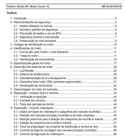 Manual de reparação oficina motor stralis trakker CURSOR 13 euro 5