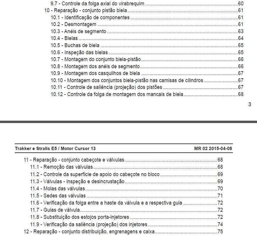 Manual de reparação oficina motor stralis trakker CURSOR 13 euro 5