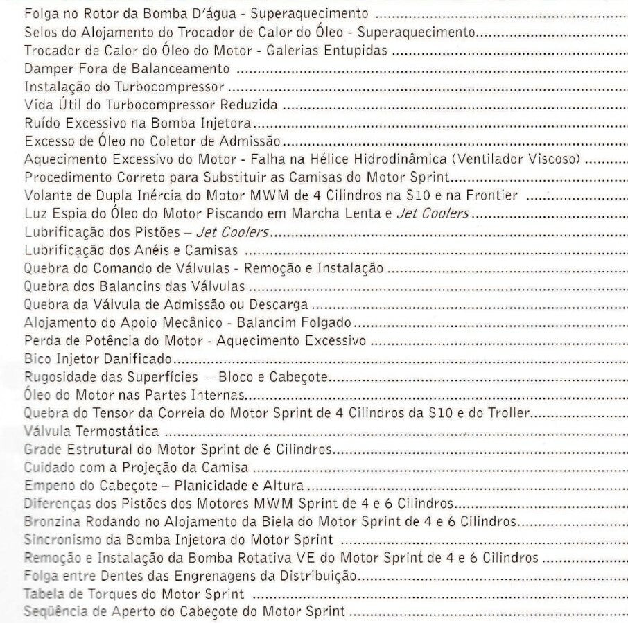 Manual de manutenção oficina Motores MWM sprinter S10 - frontier - troller + guias de sincronismo de bomba