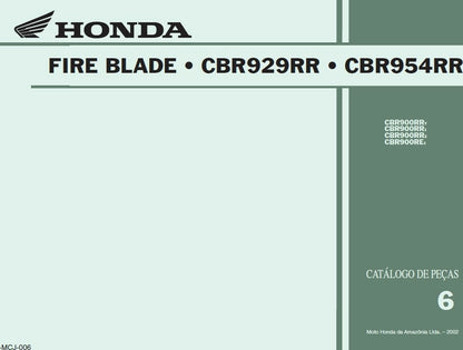 Catálogo De Peças Honda Cbr900rrw Fire Blade 2001