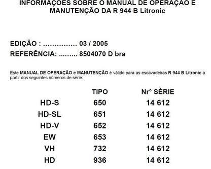 Manual de Operacao e Manutencao R944B Liebherr
