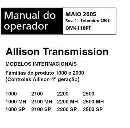 Manual do operador Transmissao allison Om 4118 - 4ta Gen Portugues