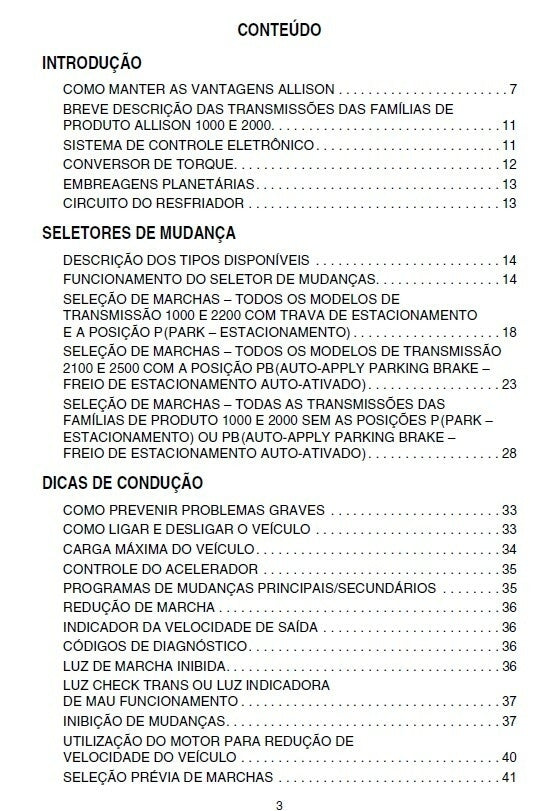 Manual do operador Transmissao allison 3000 4000