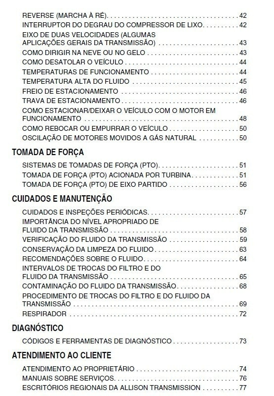 Manual do operador Transmissao allison 3000 4000