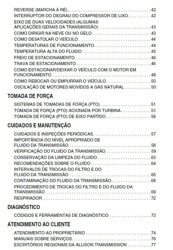 Manual do operador Transmissao allison Om 4118 - 4ta Gen Portugues