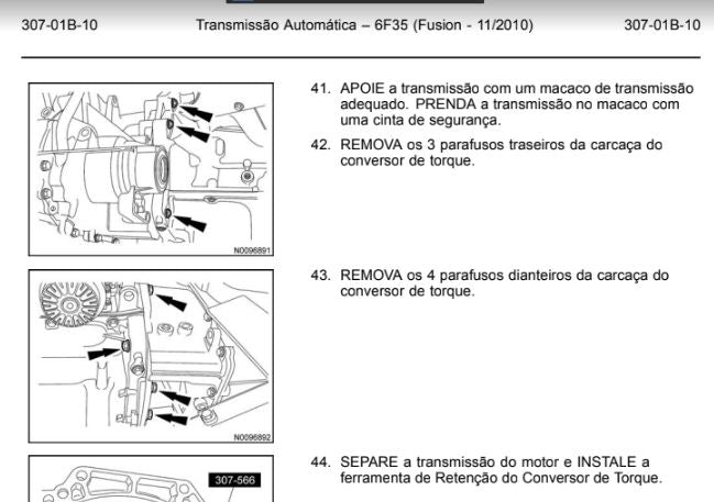 Manual de Reparação oficina Transmissão Automática 6F35 Ford Fusion