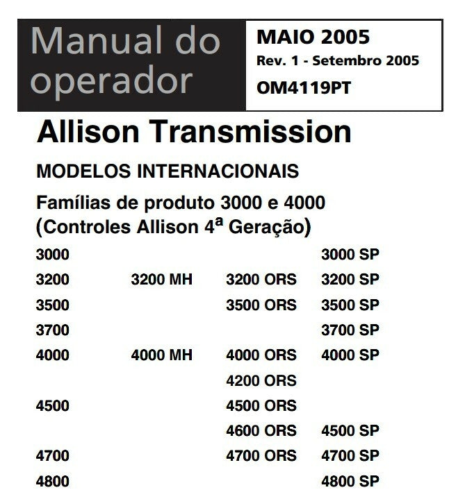 Manual do operador Transmissao allison 3000 4000