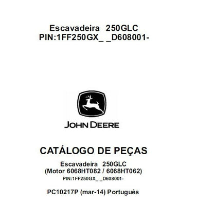 Catálogo Escavadeira JOHN DEERE 250GLC